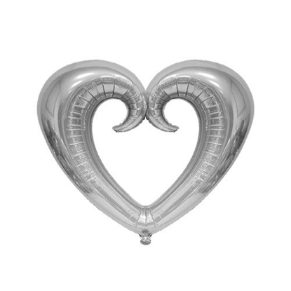 تصویر از بادکنک فویلی قلب توخالی نقره‌ای