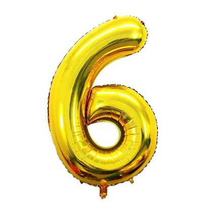 بادکنک فویلی طلایی عدد6